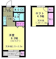 ＦＵＴＥＣ−II（ヒューテックツー） 2階1Kの間取り