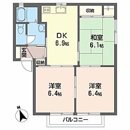 シャーメゾン神田 3DKの間取図画像