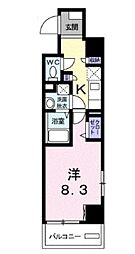 ホワイトマーベル 8階1Kの間取り