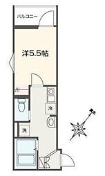 MELLAS武蔵藤沢 1Kの間取図画像