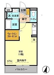 メルヴェーユ八潮中央B ワンルームの間取図画像