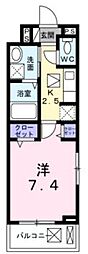 スプリングコート 1Kの間取図画像