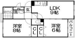 アルカディア 2LDKの間取図画像