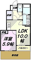 アムール 1階1LDKの間取り
