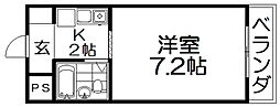 ウエストハイツ 1Kの間取図画像
