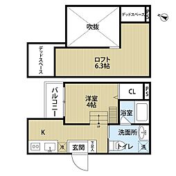 フォンテーヌ武庫川 1Kの間取図画像