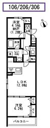 江戸川区平井4丁目アパート 1SLDKの間取図画像
