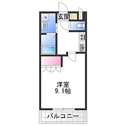 シャルマン桂 1Kの間取図画像
