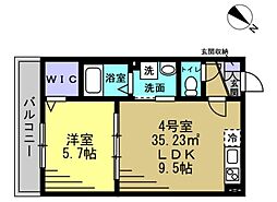 ＲＩＺＥ春日部 3階1LDKの間取り