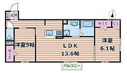 Osaka Metro御堂筋線 江坂駅 徒歩19分の賃貸アパート 2階2LDKの間取り