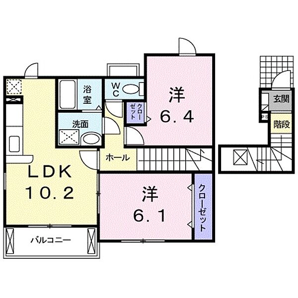 和歌山県和歌山市寺内(賃貸アパート2LDK・2階・55.84㎡)の写真 その2