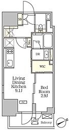 ザ・パークハビオ大森山王 1LDKの間取図画像