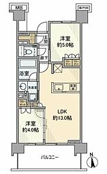プラウドシティ国立 2LDKの間取図画像