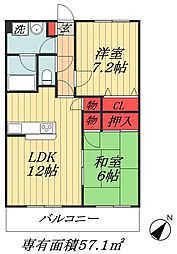 アウラ10 2LDKの間取図画像