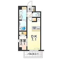 阪急伊丹線 伊丹駅 徒歩13分の賃貸マンション 5階1DKの間取り