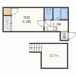 サンフィールド高宮 1Kの間取図画像