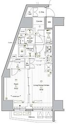 PREMIUMCUBEG後楽園 1LDKの間取図画像