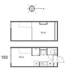 ハーモニーテラス小岩ウエストII ワンルームの間取図画像