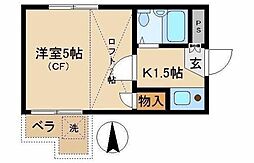 スプリングハウス 1階1Kの間取り