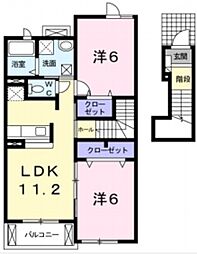 プリムローズ 2階2LDKの間取り
