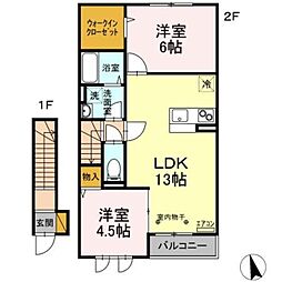 AiryGardenB 2LDKの間取図画像