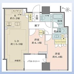 Brillia二番町 2LDKの間取図画像