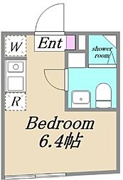 CASA OTSUKA 1階ワンルームの間取り