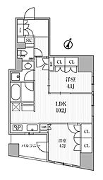 JR山手線 神田駅 徒歩4分の賃貸マンション 10階2LDKの間取り