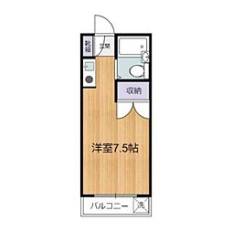 ロイヤルハイムK 2階ワンルームの間取り