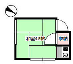 寿荘 2階ワンルームの間取り