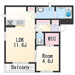 ベレオ堀止西 1LDKの間取図画像