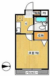 イワック90 2階1Kの間取り