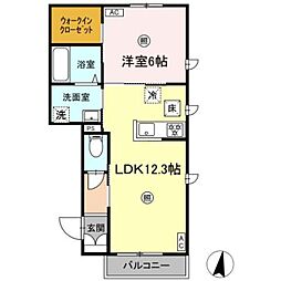 レイナ西尾久 1LDKの間取図画像