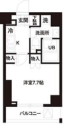 レジディア白金高輪 2階1Kの間取り