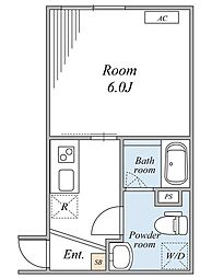 グレースアロー玉川学園 2階1Kの間取り