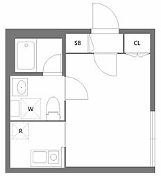 Ludens日暮里 4階ワンルームの間取り