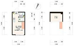 ハーモニーテラス南阿佐ヶ谷III 1階ワンルームの間取り