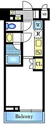 ZOOM品川南 1Kの間取図画像