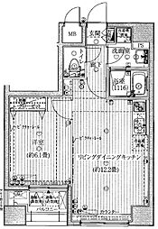 プレールドゥーク上野NORTH 1LDKの間取図画像
