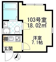 クレール堀切 1Kの間取図画像