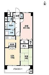 東建柏木マンション 8階2LDKの間取り