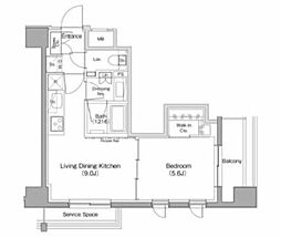 ザ・パークハビオ目黒レジデンス 1LDKの間取図画像
