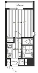 CYNTHIA FOUR-D HATAGAYA 4階1Kの間取り