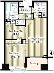 コクヨーレ日本橋 3階2LDKの間取り