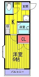 グリーンキャッスル 1Kの間取図画像
