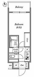 ディームス品川南大井 1Kの間取図画像