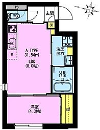 ADORE URBAN大森町A 1LDKの間取図画像
