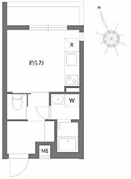 アリカ大森3 ワンルームの間取図画像
