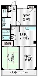クロダハイツ 3DKの間取図画像