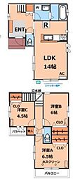 南田中2丁目戸建賃貸住宅　B 2階3LDKの間取り